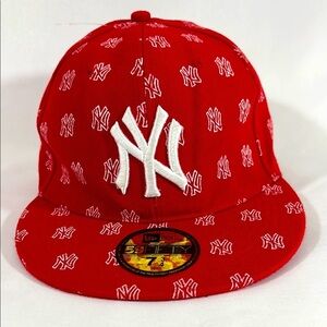 Yankees Red Monogrammed Hat 59 Fifty Rare